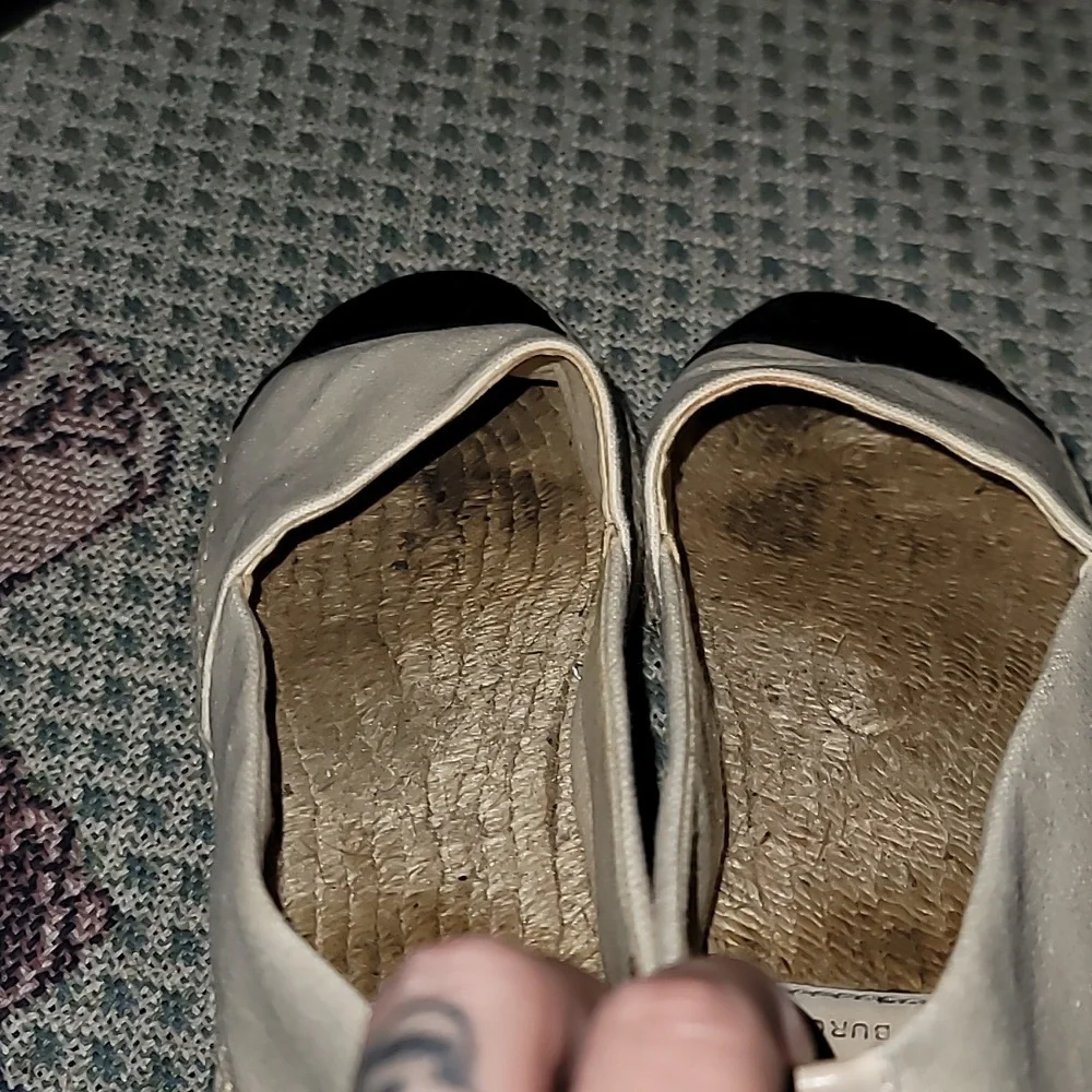 Tory Burch Espadrille flats black & beige logo slip on fabric